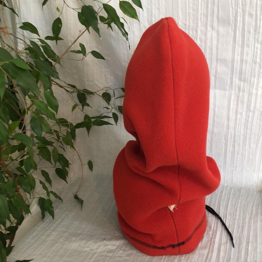 Unisex orange rust fleece long winter cold weather adjustable hood outdoor wear - Picture 5 of 9